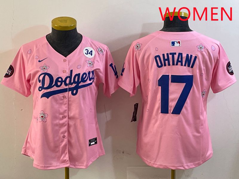 Women Los Angeles Dodgers #17 Ohtani Pink Sakura Edition 2025 Nike MLB Jersey style 22